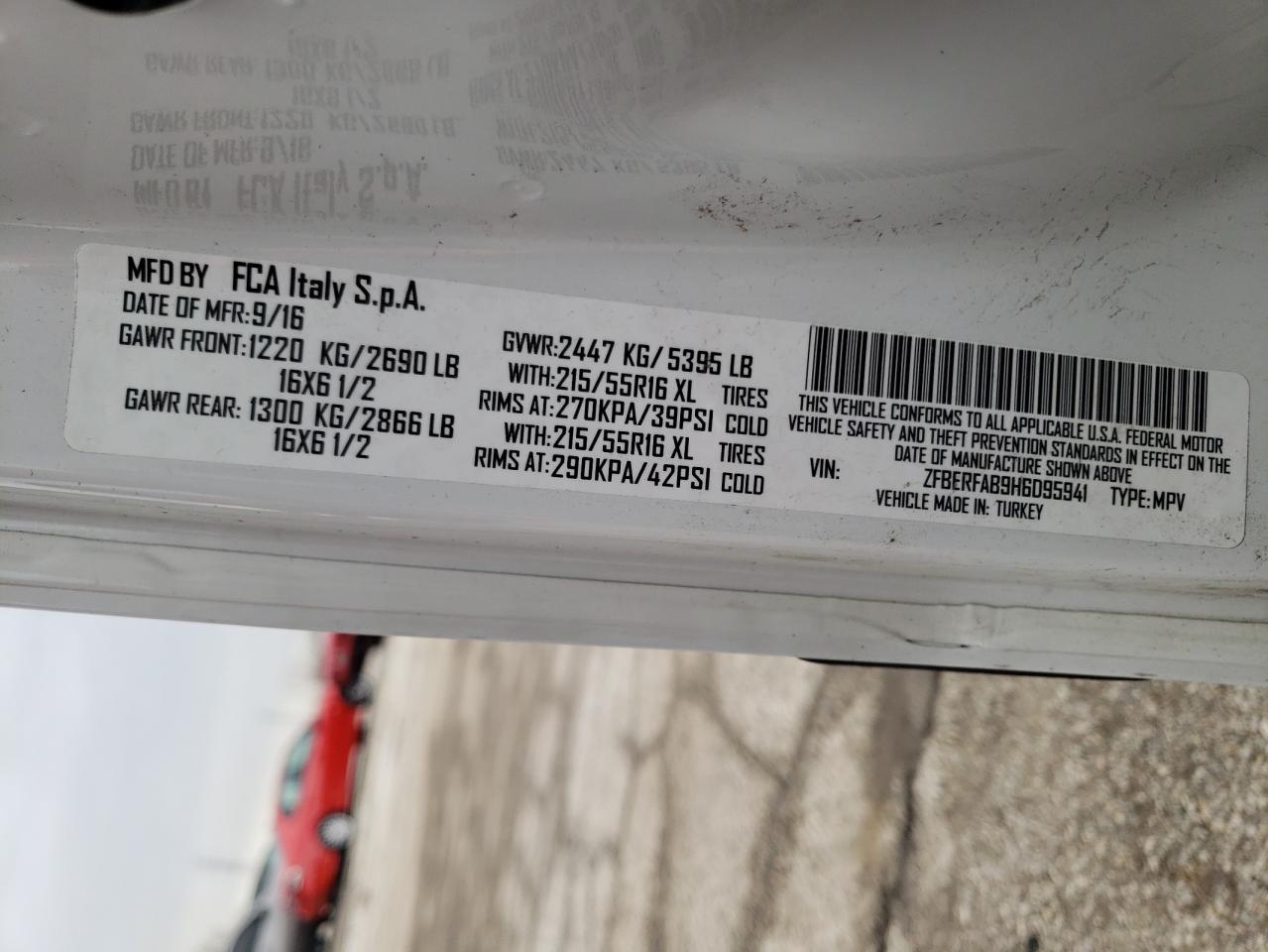 Photo 10 from auction – 2017 RAM PROMASTER with VIN ZFBERFAB9H6D95941