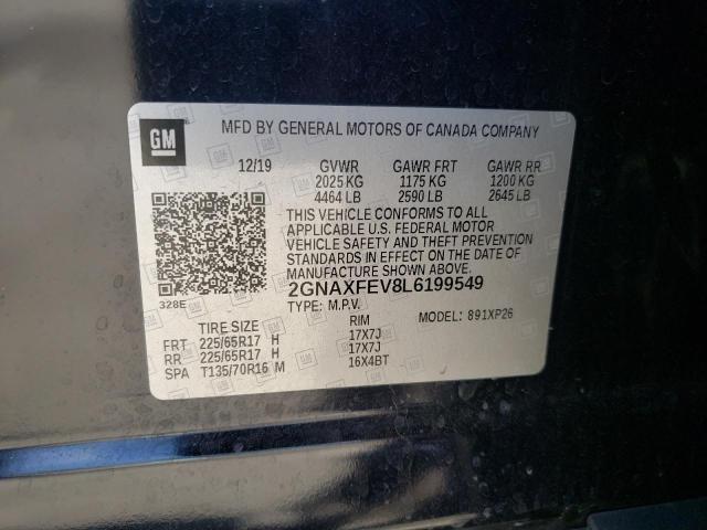 Photo 10 from auction – 2020 CHEVROLET EQUINOX with VIN 2GNAXFEV8L6199549