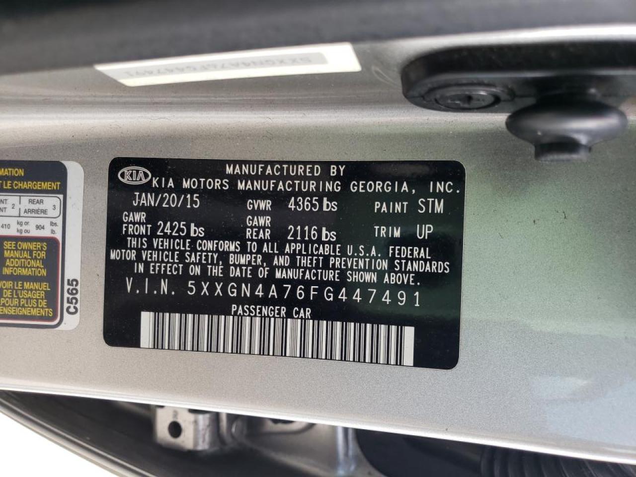 Photo 10 from auction – 2015 KIA OPTIMA EX with VIN 5XXGN4A76FG447491