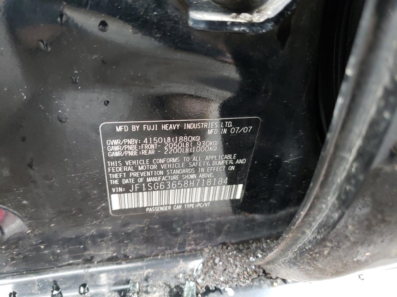 Photo 10 from auction – 2008 SUBARU FORESTER 2 with VIN JF1SG63658H718184