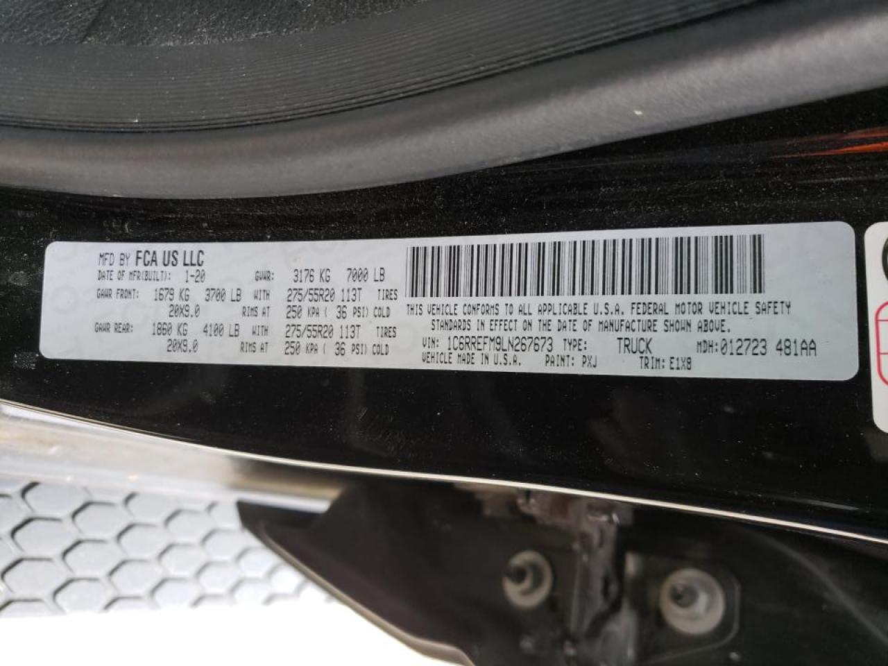 Photo 10 from auction – 2020 RAM 1500 BIG H with VIN 1C6RREFM9LN267673