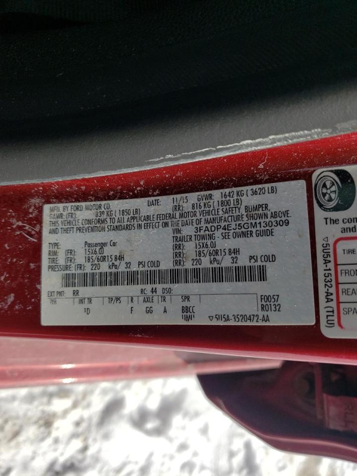 Photo 10 from auction – 2016 FORD FIESTA SE with VIN 3FADP4EJ5GM130309