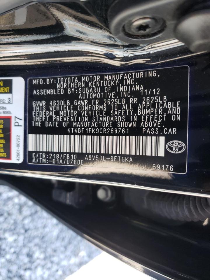 Photo 10 from auction – 2012 TOYOTA CAMRY BASE with VIN 4T4BF1FK9CR268761