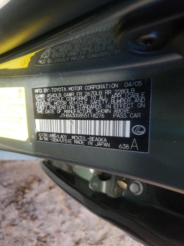 Photo 10 from auction – 2005 LEXUS ES 330 with VIN JTHBA30G855118276