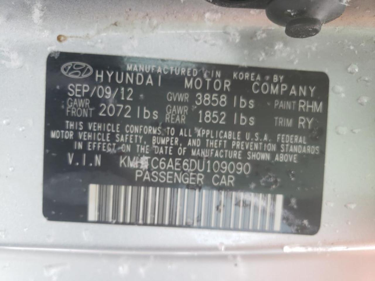 Photo 10 from auction – 2013 HYUNDAI VELOSTER T with VIN KMHTC6AE6DU109090