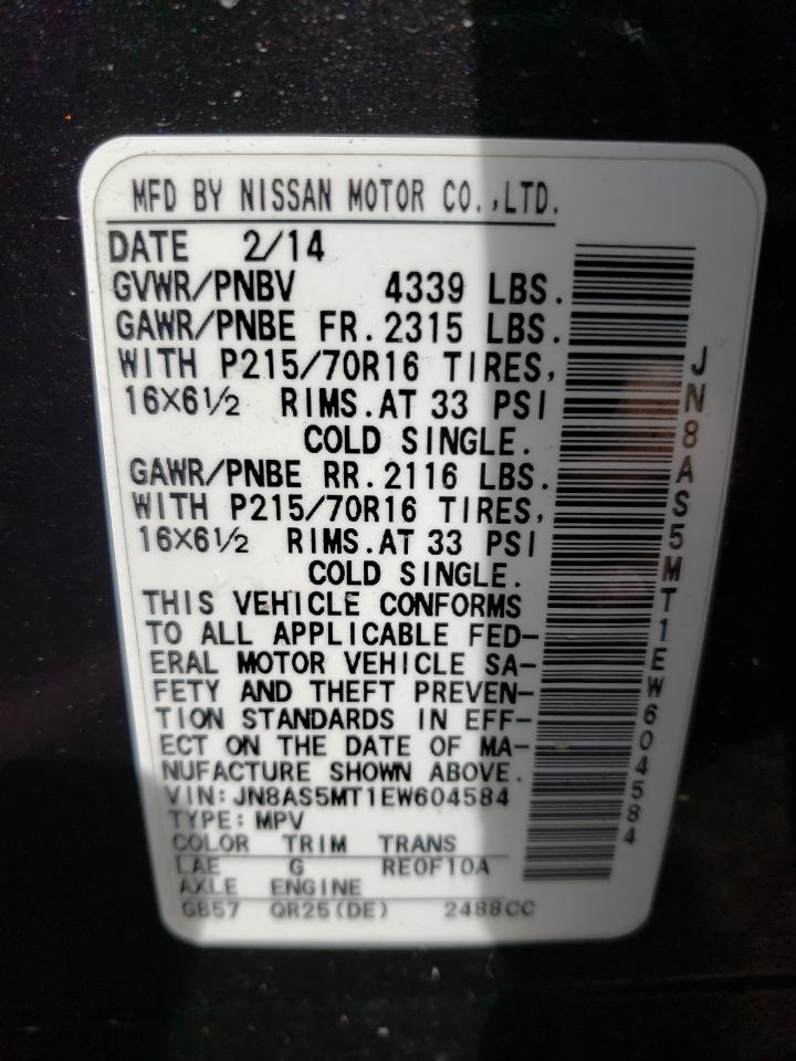 Photo 10 from auction – 2014 NISSAN ROGUE SELE with VIN JN8AS5MT1EW604584