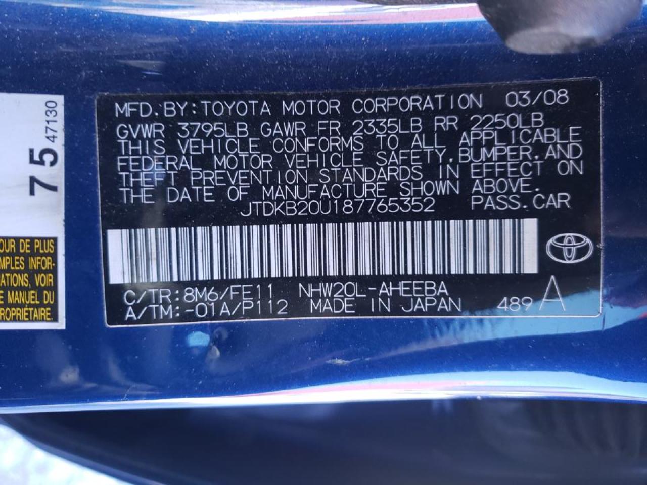 Photo 10 from auction – 2008 TOYOTA PRIUS with VIN JTDKB20U187765352