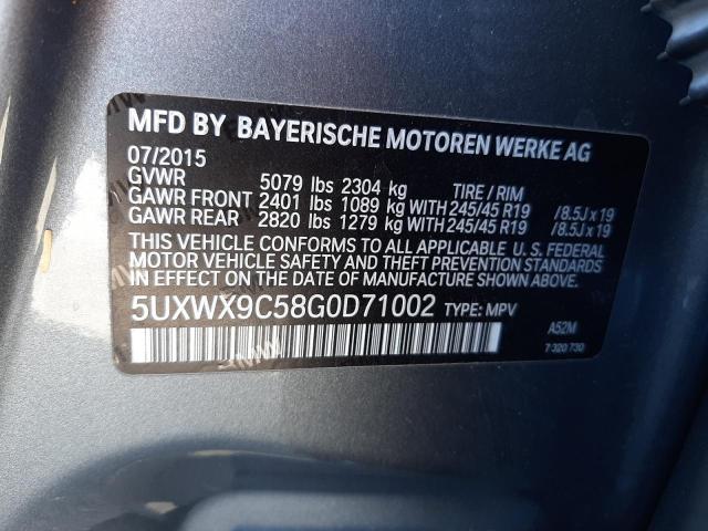 Photo 10 from auction – 2016 BMW X3 XDRIVE2 with VIN 5UXWX9C58G0D71002