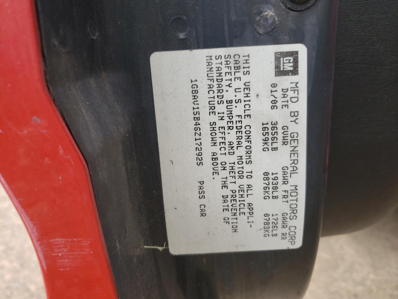 Photo 10 from auction – 2006 SATURN ION LEVEL with VIN 1G8AV15B46Z172925