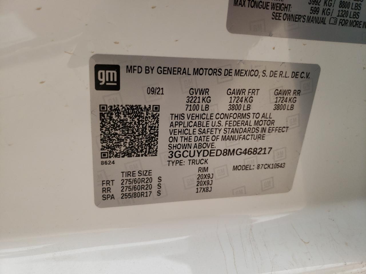 Photo 10 from auction – 2021 CHEVROLET SILVERADO with VIN 3GCUYDED8MG468217