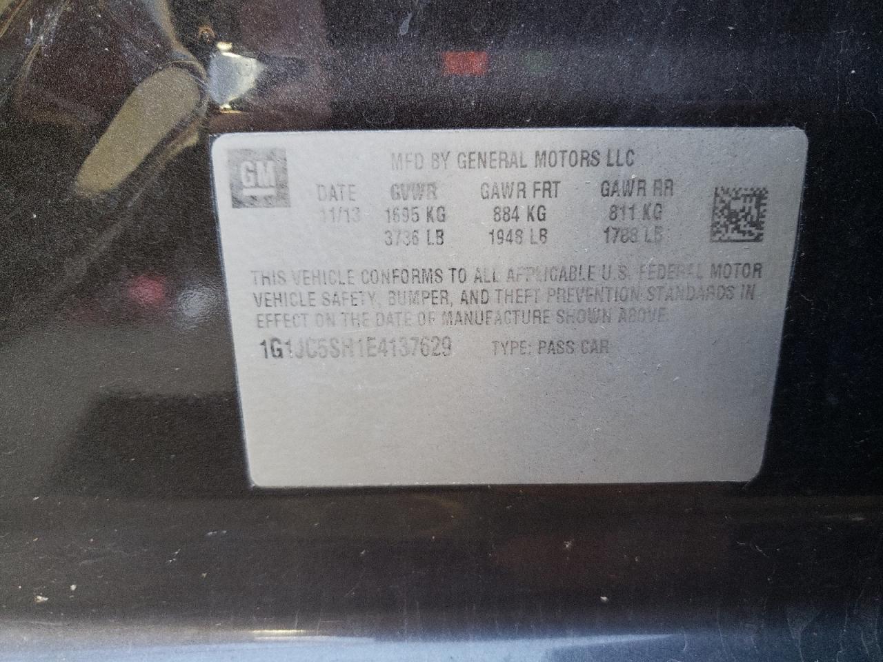 Foto 10 de la subasta – 2014 CHEVROLET SONIC con VIN 1G1JC5SH1E4137629