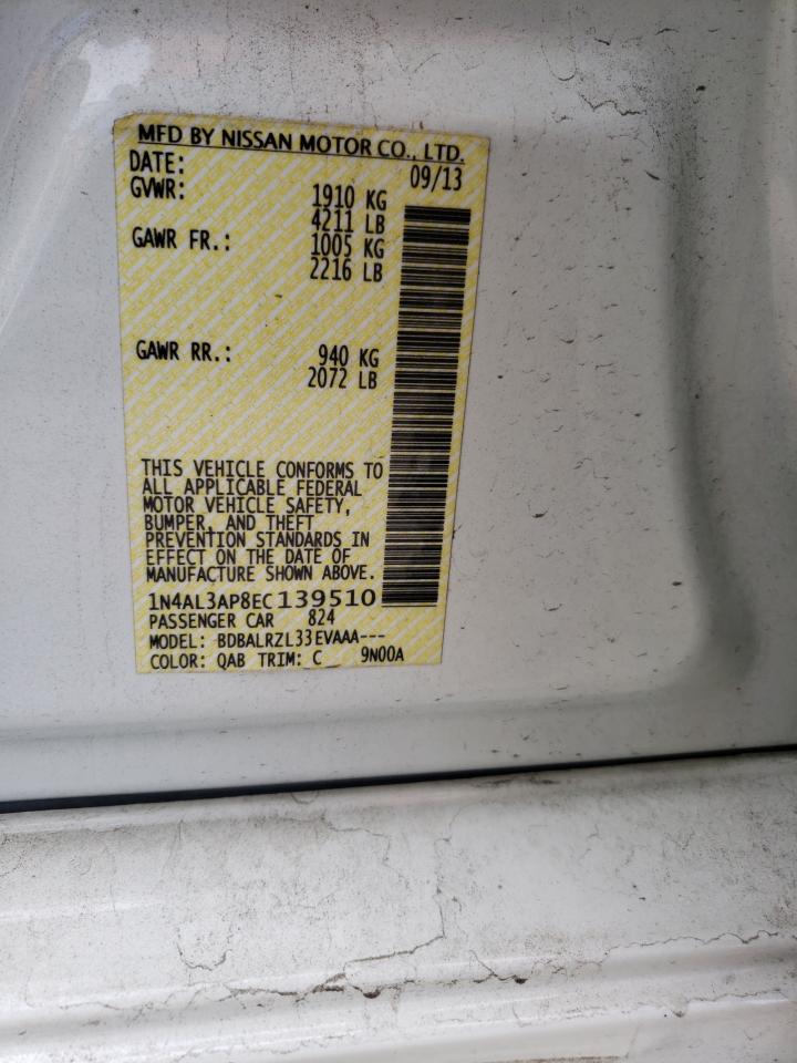 Photo 10 from auction – 2014 NISSAN ALTIMA 2.5 with VIN 1N4AL3AP8EC139510