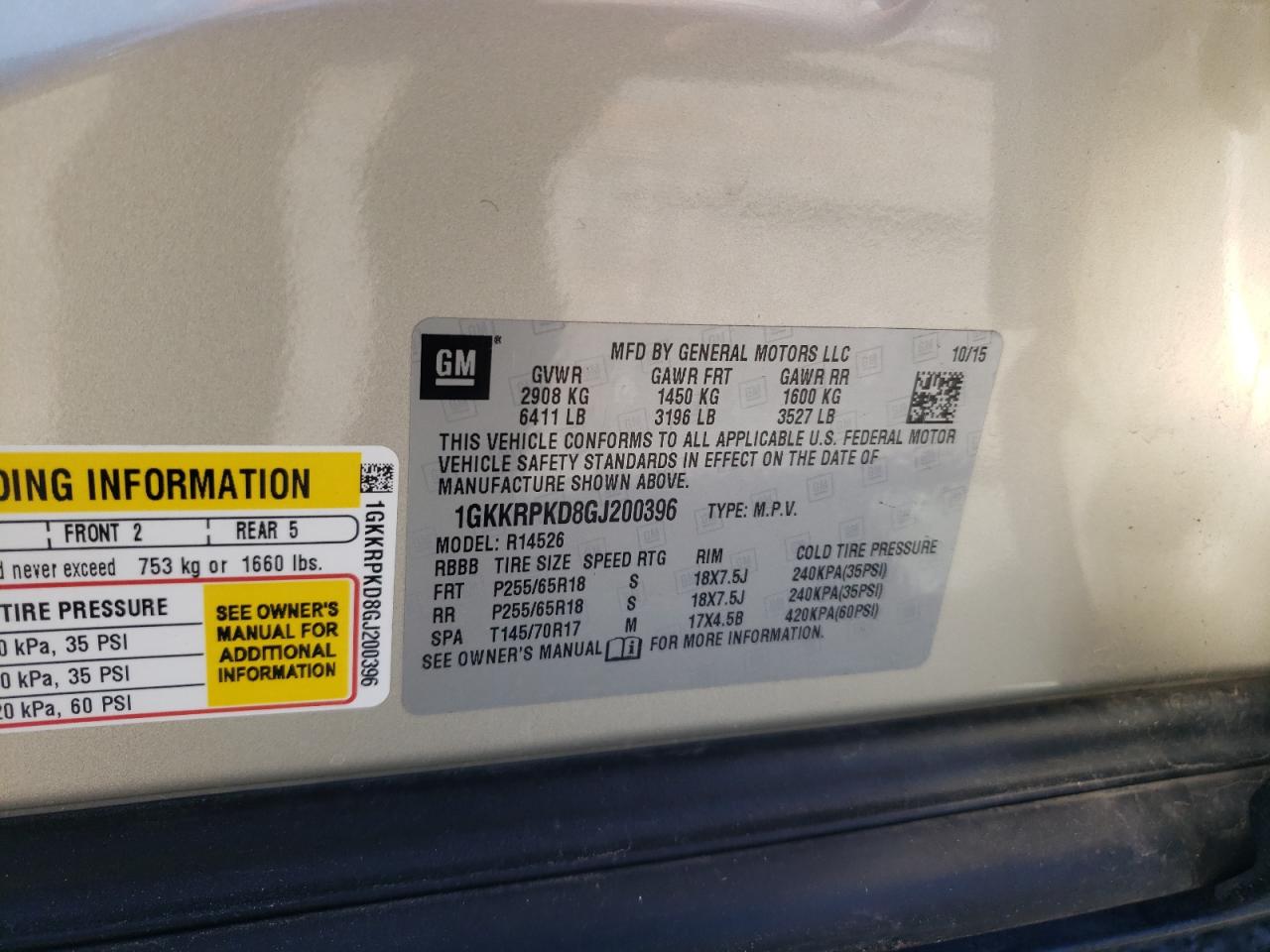 Photo 10 from auction – 2016 GMC ACADIA with VIN 1GKKRPKD8GJ200396