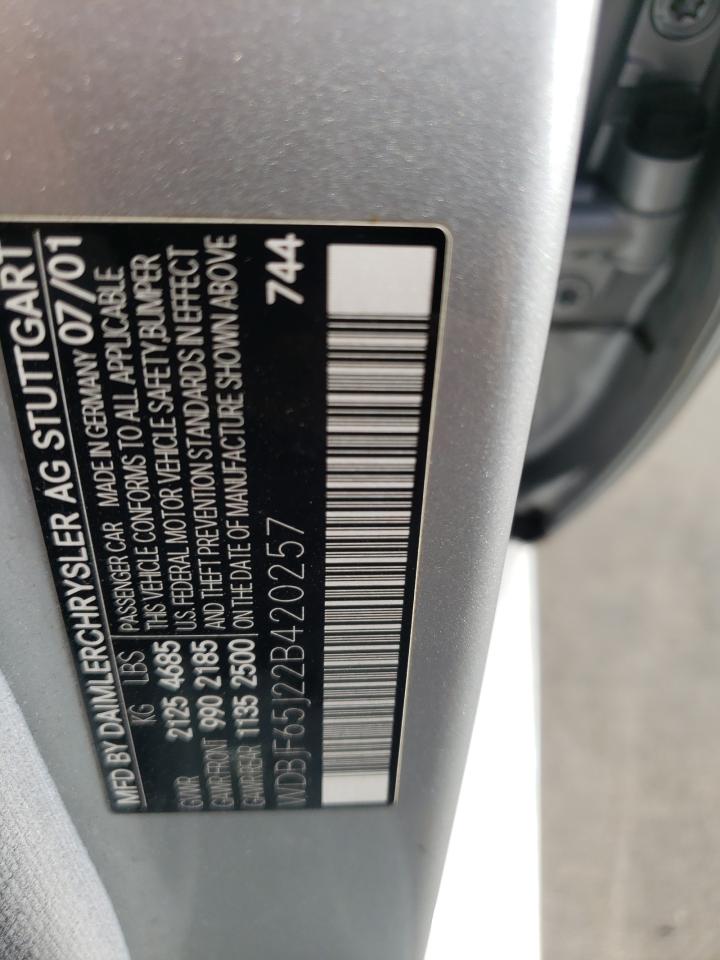 Photo 10 from auction – 2002 MERCEDES-BENZ E 320 with VIN WDBJF65J22B420257
