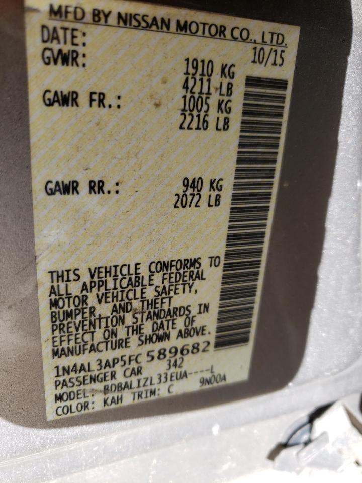 Photo 10 from auction – 2015 NISSAN ALTIMA 2.5 with VIN 1N4AL3AP5FC589682