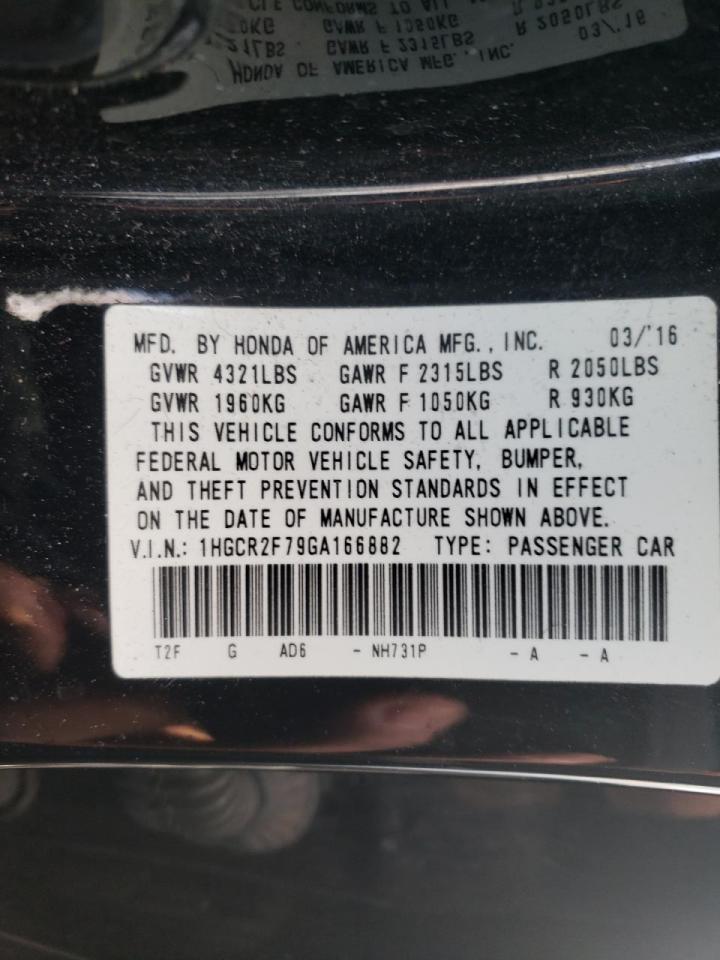 Photo 10 from auction – 2016 HONDA ACCORD EX with VIN 1HGCR2F79GA166882
