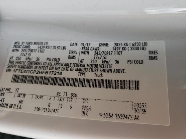 Photo 10 from auction – 2017 FORD F150 SUPER with VIN 1FTEW1CP2HFB17218
