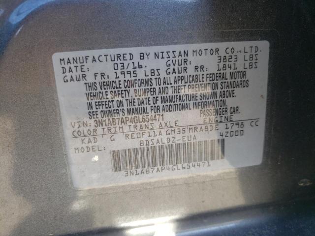 Photo 10 from auction – 2016 NISSAN SENTRA S with VIN 3N1AB7AP4GL654471