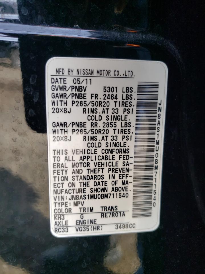 Photo 10 from auction – 2011 INFINITI FX35 with VIN JN8AS1MU0BM711540