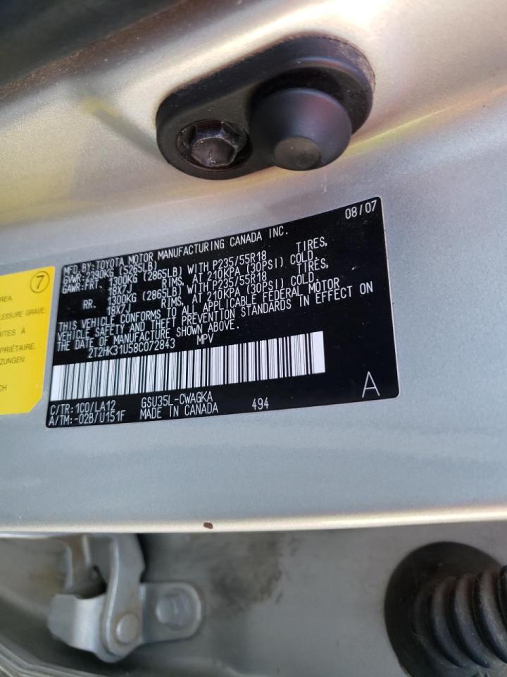 Photo 10 from auction – 2008 LEXUS RX 350 with VIN 2T2HK31U58C072843