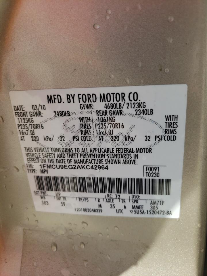 Photo 10 from auction – 2010 FORD ESCAPE LIM with VIN 1FMCU9EG2AKC42964