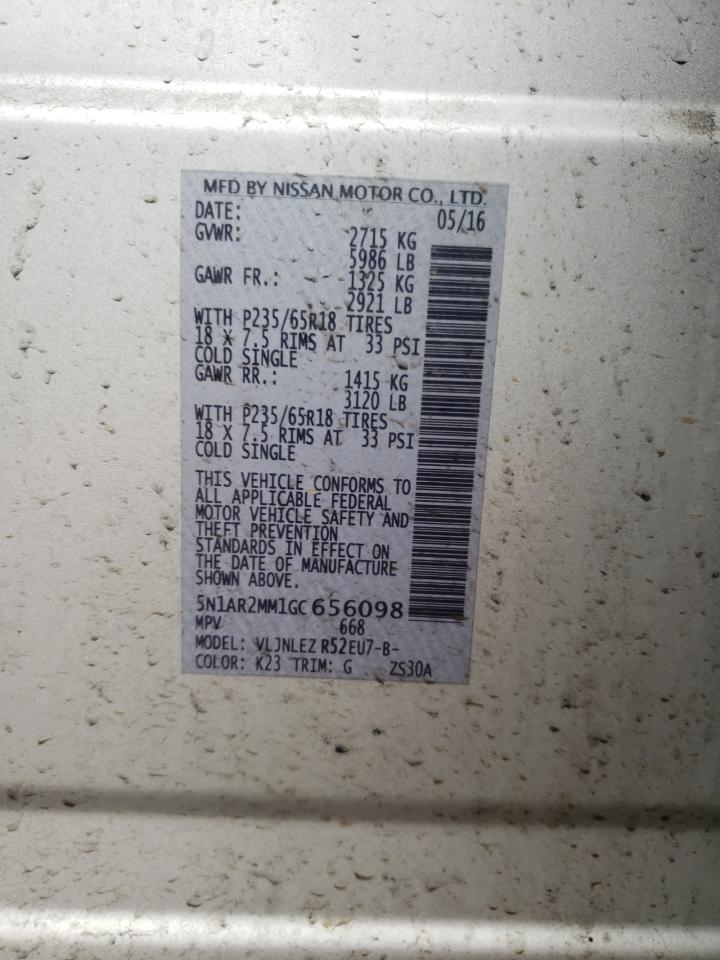 Photo 10 from auction – 2016 NISSAN PATHFINDER with VIN 5N1AR2MM1GC656098
