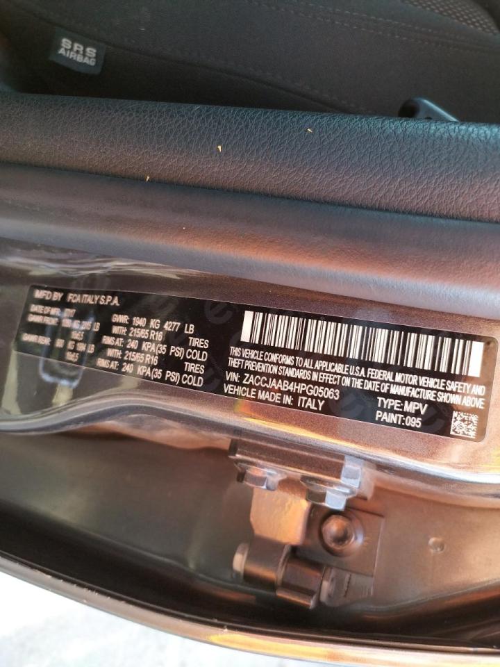 Photo 10 from auction – 2017 JEEP RENEGADE S with VIN ZACCJAAB4HPG05063