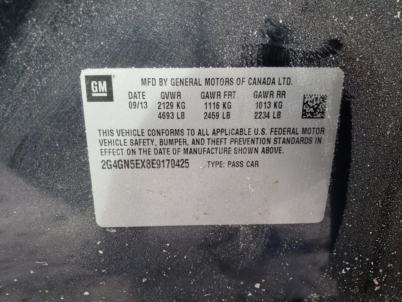 Photo 10 from auction – 2014 BUICK REGAL PREM with VIN 2G4GN5EX8E9170425