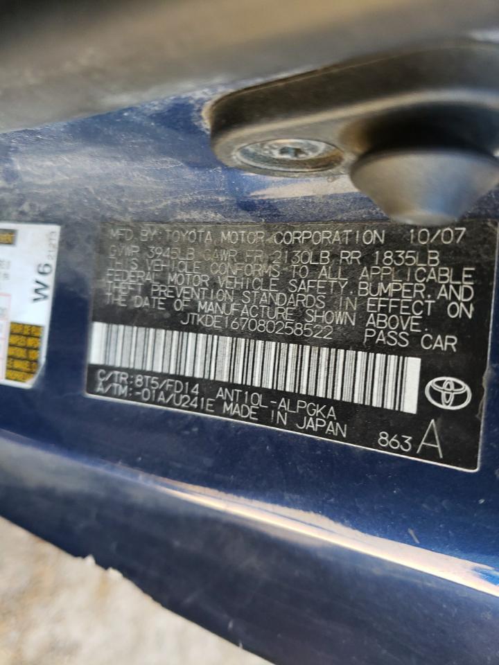 Photo 10 from auction – 2008 SCION TC with VIN JTKDE167080258522
