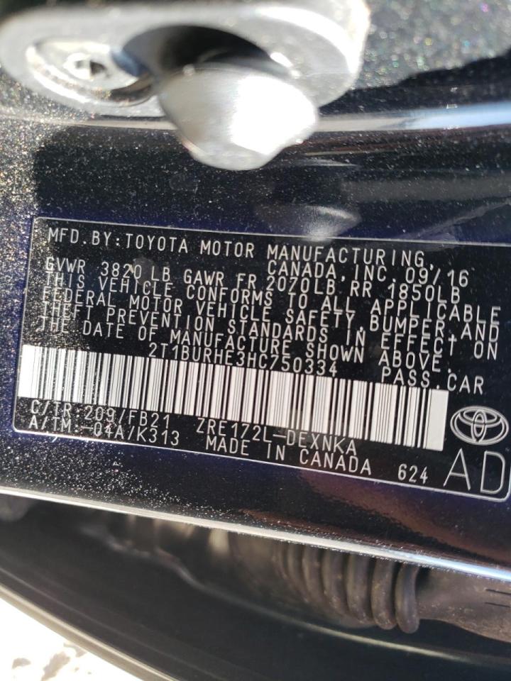 Photo 10 from auction – 2017 TOYOTA COROLLA L with VIN 2T1BURHE3HC750334