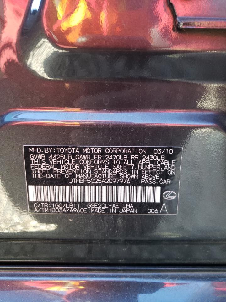 Photo 10 from auction – 2010 LEXUS IS 250 with VIN JTHBF5C25A2097976