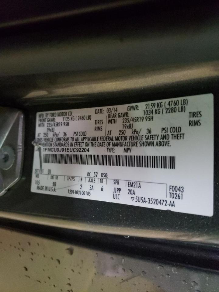 Photo 10 from auction – 2014 FORD ESCAPE TIT with VIN 1FMCU0J91EUC92204