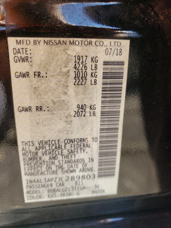 Photo 10 from auction – 2018 NISSAN ALTIMA 2.5 with VIN 1N4AL3AP2JC289803