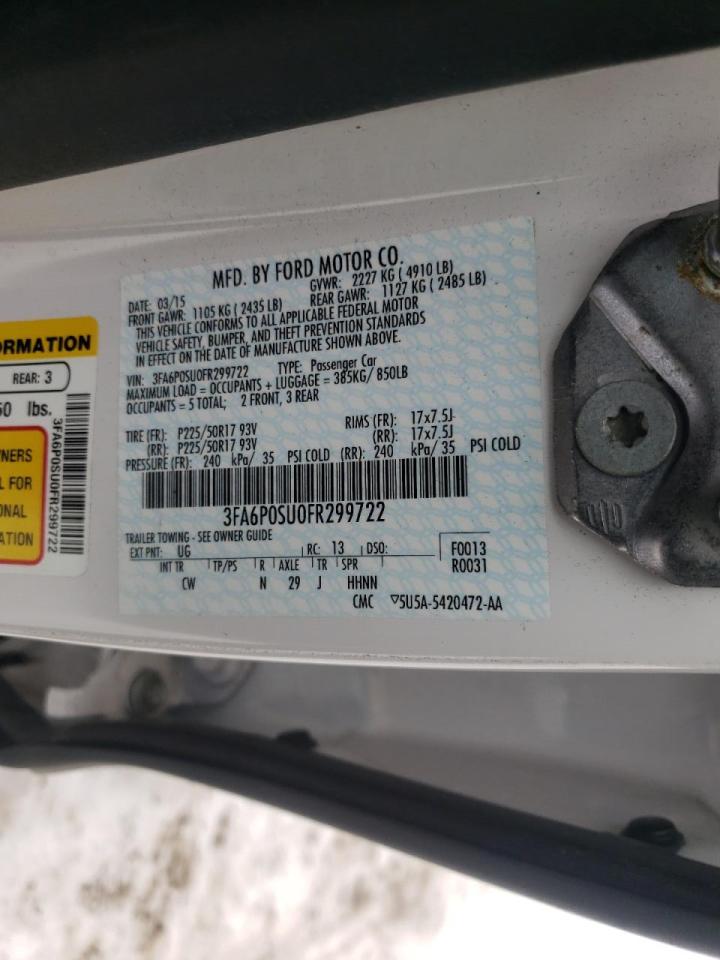 Photo 10 from auction – 2015 FORD FUSION TIT with VIN 3FA6P0SU0FR299722