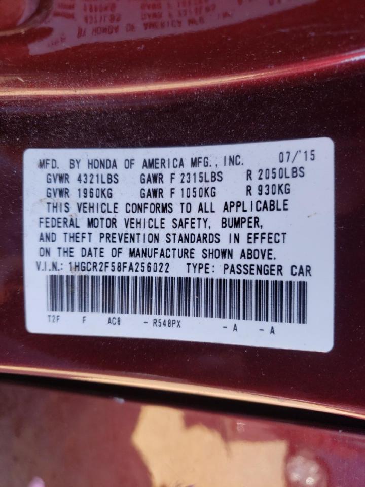 Photo 10 from auction – 2015 HONDA ACCORD SPO with VIN 1HGCR2F58FA256022
