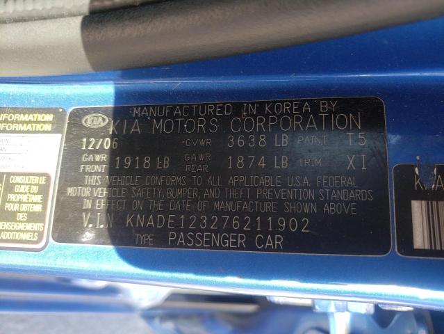 Photo 10 from auction – 2007 KIA RIO BASE with VIN KNADE123276211902