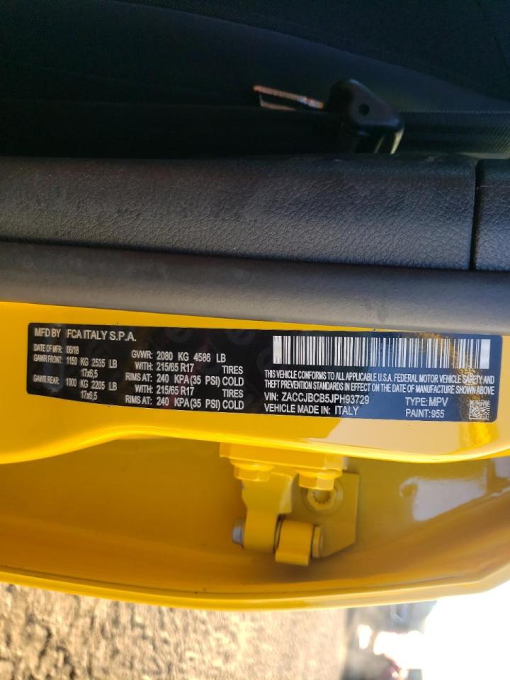 Photo 10 from auction – 2018 JEEP RENEGADE T with VIN ZACCJBCB5JPH93729