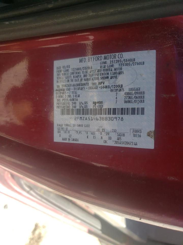 Photo 10 from auction – 2003 FORD WINDSTAR L with VIN 2FMZA51463BB30978