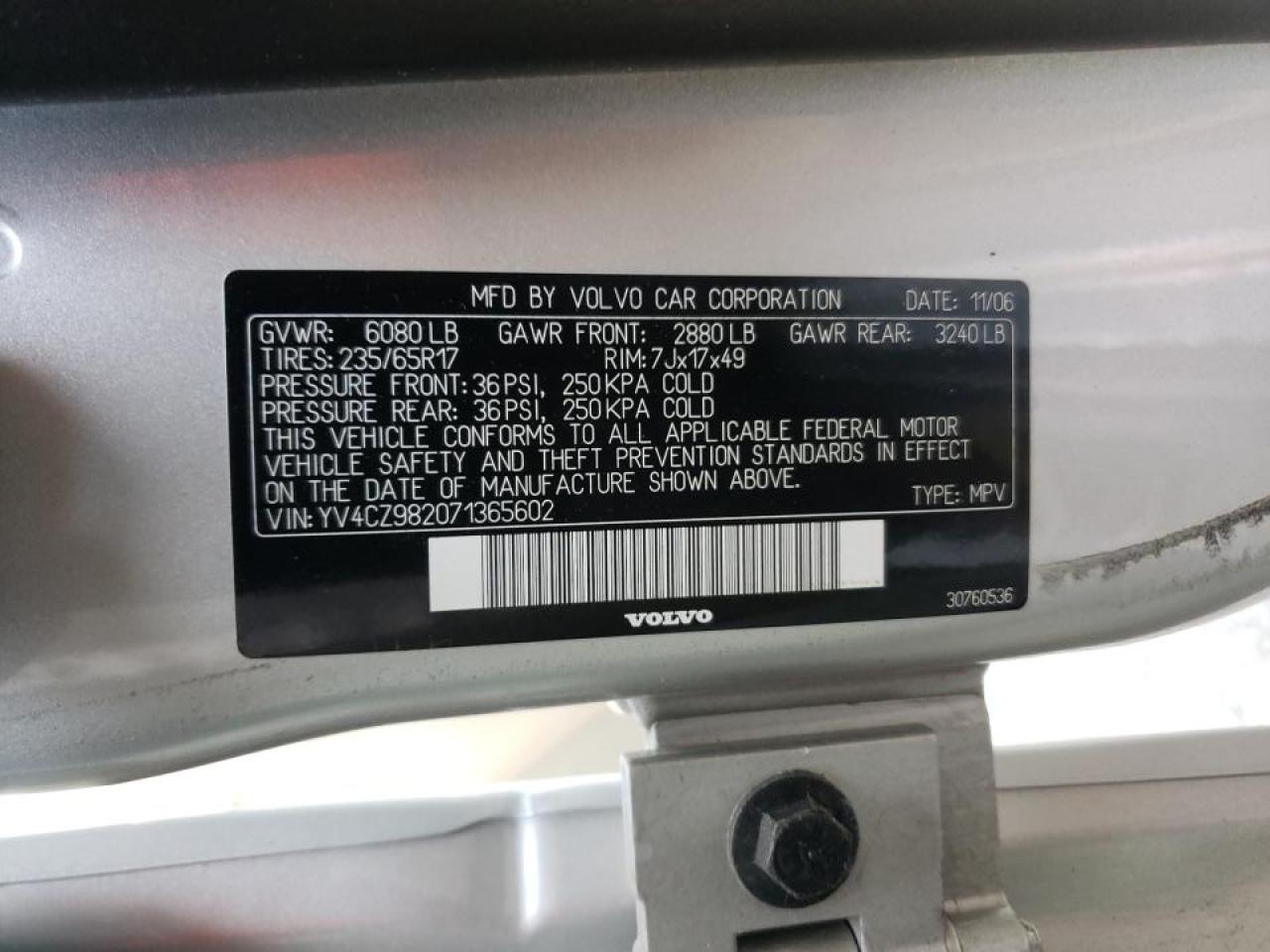 Photo 10 from auction – 2007 VOLVO XC90 3.2 with VIN YV4CZ982071365602