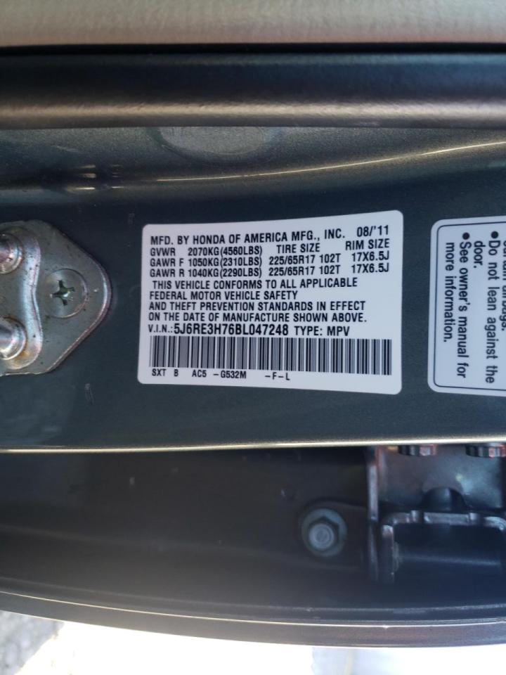 Photo 10 from auction – 2011 HONDA CR-V EXL with VIN 5J6RE3H76BL047248