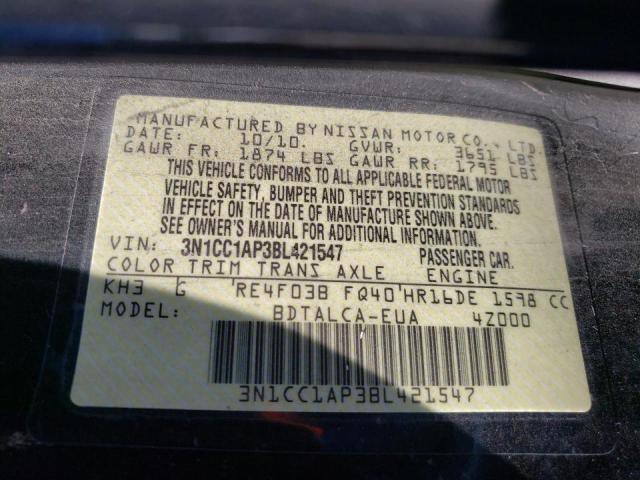 Photo 10 from auction – 2011 NISSAN VERSA S with VIN 3N1CC1AP3BL421547