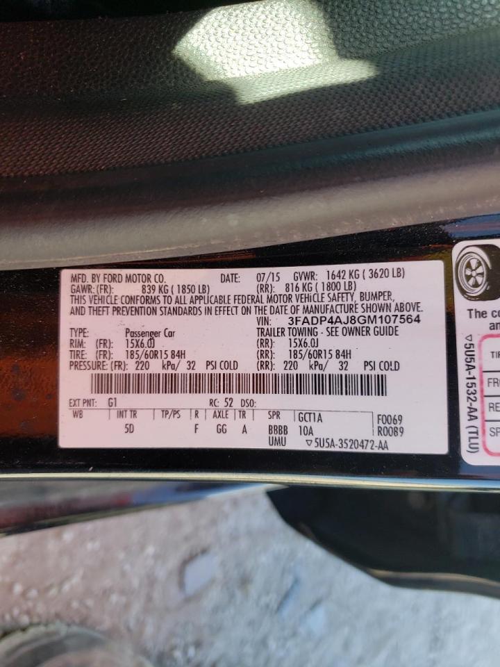 Photo 10 from auction – 2016 FORD FIESTA S with VIN 3FADP4AJ8GM107564