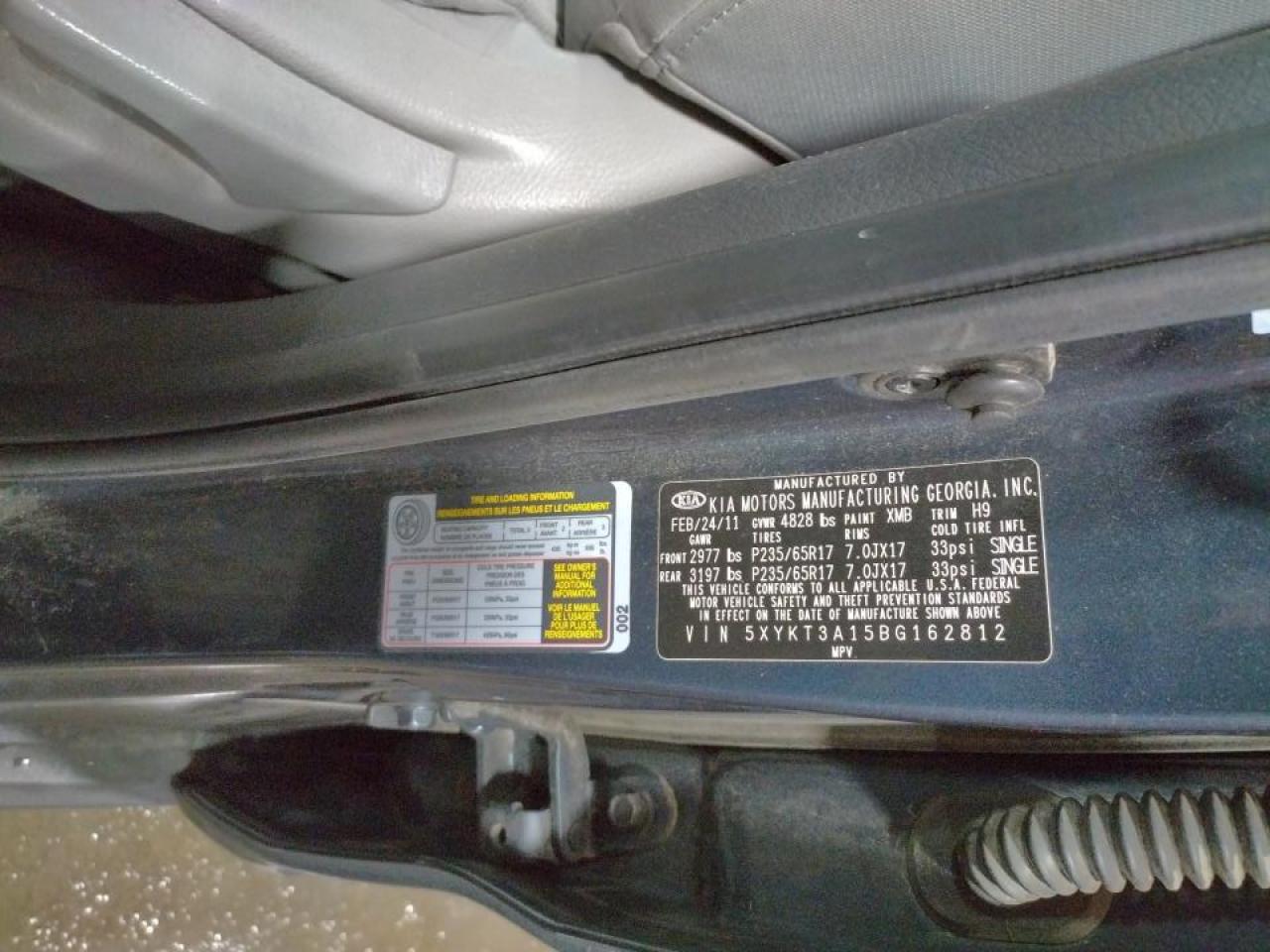 Photo 10 from auction – 2011 KIA SORENTO BA with VIN 5XYKT3A15BG162812