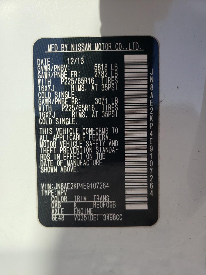 Photo 10 from auction – 2014 NISSAN QUEST S with VIN JN8AE2KP4E9107264