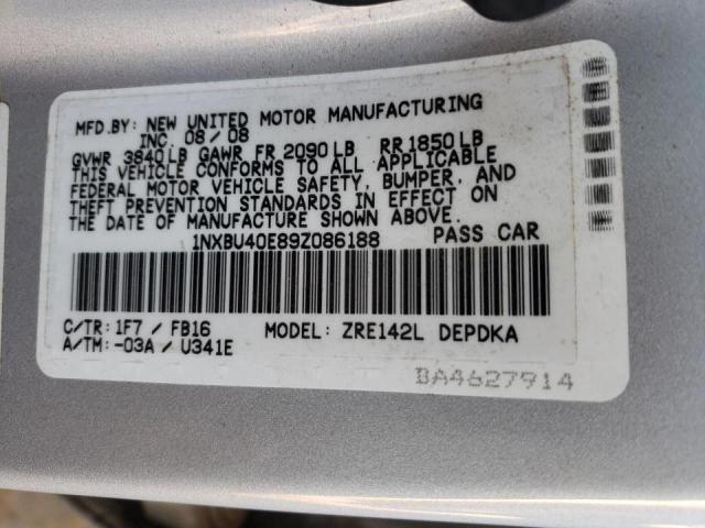 Photo 10 from auction – 2009 TOYOTA COROLLA BA with VIN 1NXBU40E89Z086188