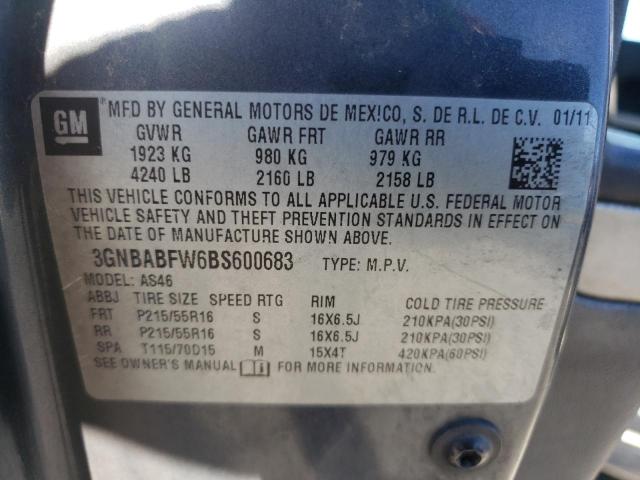 Photo 10 from auction – 2011 CHEVROLET HHR LT with VIN 3GNBABFW6BS600683