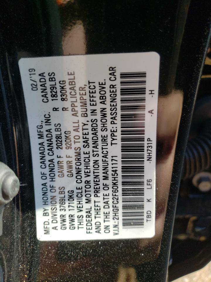 Photo 10 from auction – 2019 HONDA CIVIC LX with VIN 2HGFC2F60KH541171