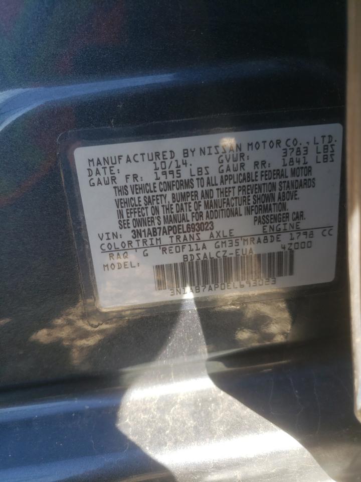 Photo 10 from auction – 2014 NISSAN SENTRA S with VIN 3N1AB7AP0EL693023