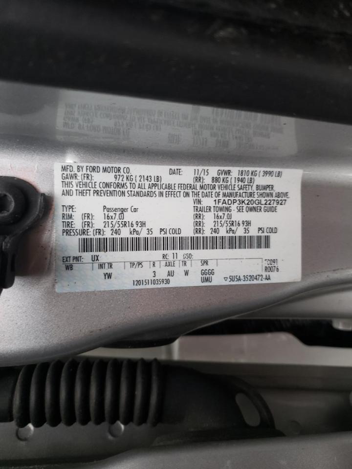 Photo 10 from auction – 2016 FORD FOCUS SE with VIN 1FADP3K20GL227927