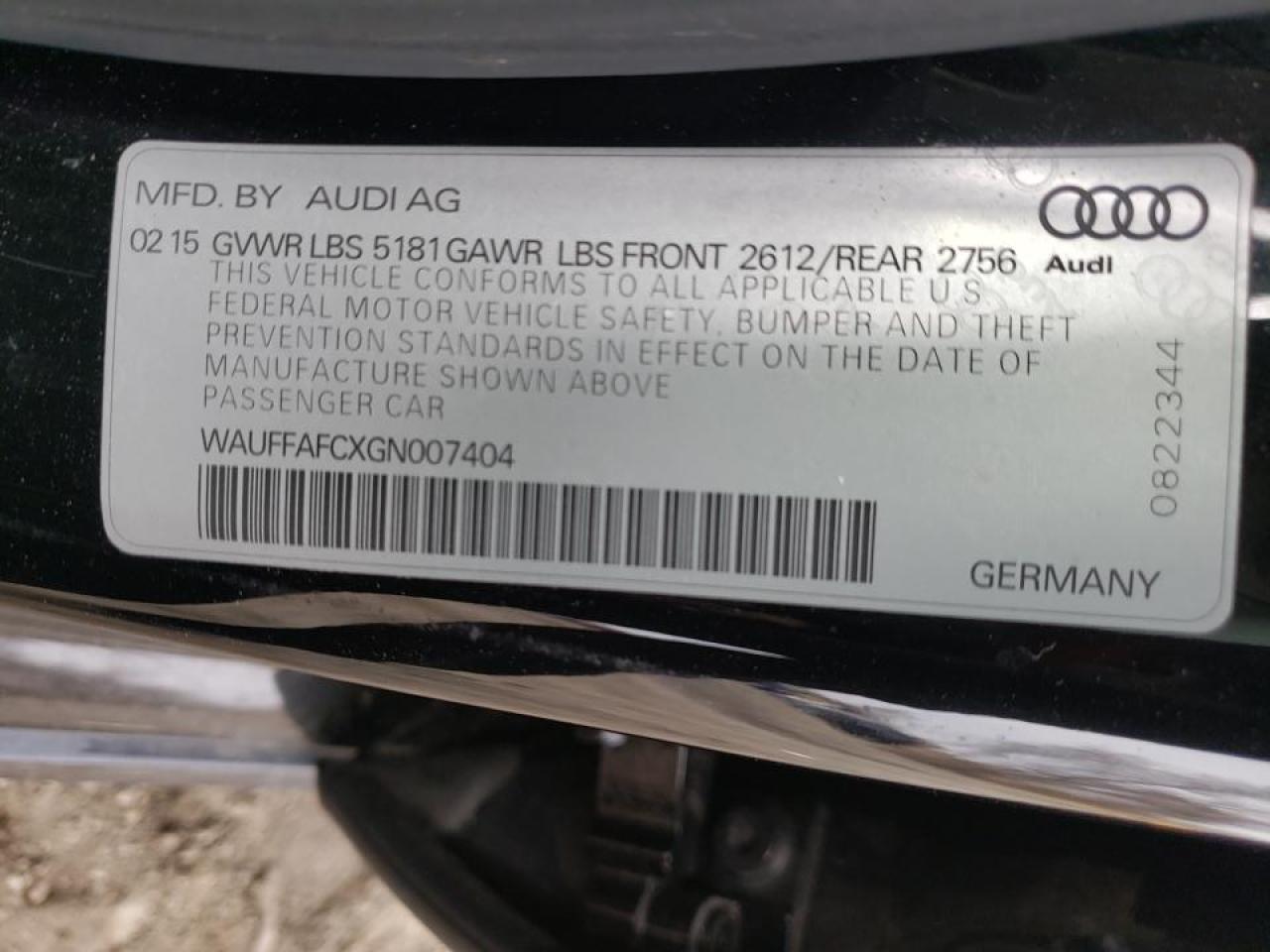 Photo 10 from auction – 2016 AUDI A6 PREMIUM with VIN WAUFFAFCXGN007404